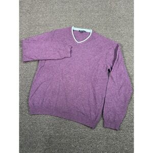 Boden Sweater Men's Large Purple Pullover 100% Lambswool Preppy V-Neck Casual‎